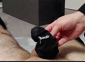 sockjob in black dirty puma socks