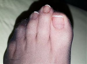 Cum on nylon feet and french toenails #13