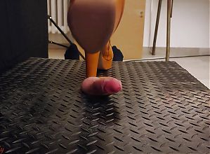 Full Weight Cock CBT, Bootjob, Cock Trample in Leather Brown Boots with TamyStarly - Ballbusting, Femdom